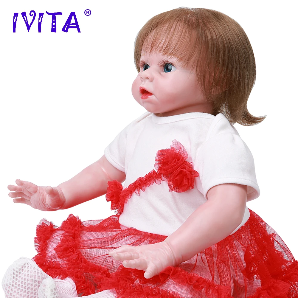 IVITA DS1809 50 см reborn силиконовая Детская кукла Реалистичная виниловая новорожденная принцесса с посаженными волосами Игрушки для маленьких девочек для детей