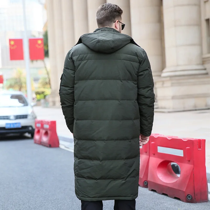 New Mens  Stand Collar Coats Winter Down Wear for Men Lengthened Knee-length Down Jacket Keeps Warm