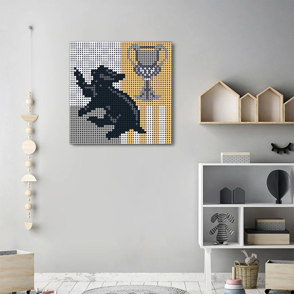 

MOC Magic movie Series Animal Figures Faculty Badger School Badged Pixel Mosaic Art Painting Building Blocks children's Toys