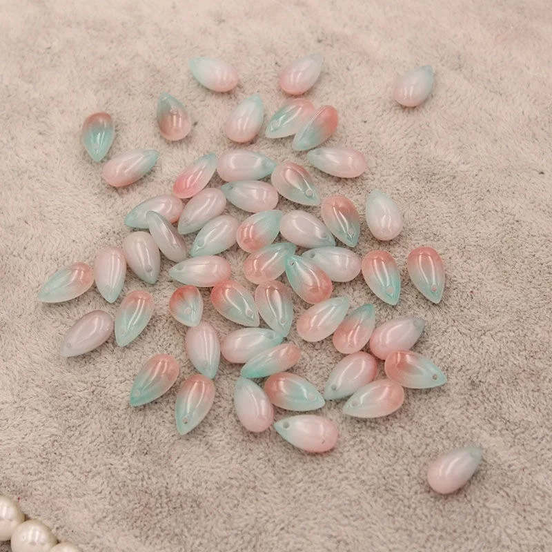 

50pcs 14x8mm gradient water Tear Drop Lampwork Mermaid Beads Crystal Droplet Glass Beads Pendant Handmade DIY Jewelry Making