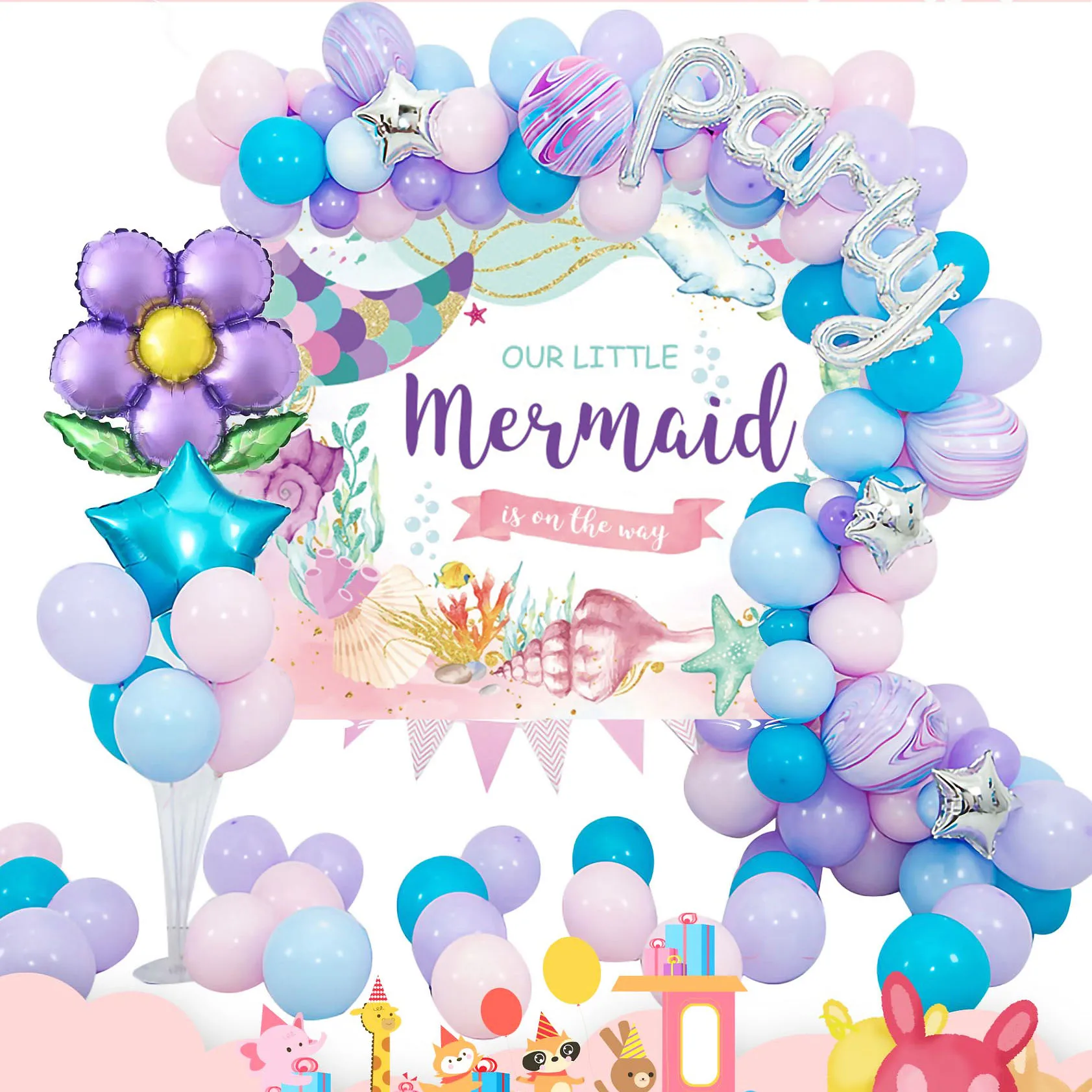

Mermaid Birthday Party Decoration Balloon Background DIY Decoration For Birthday Party Baby Shower Supplies