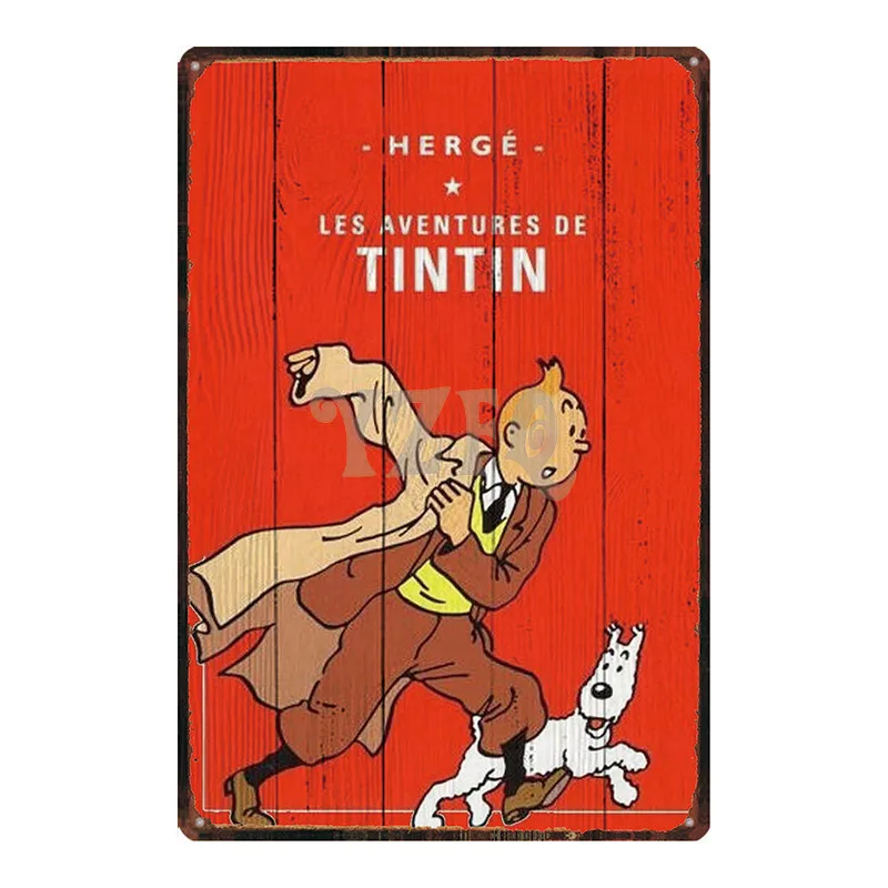 DU-2975 Tintin мультфильм жестяная вывеска металлическая пластина железная живопись детская комната настенный бар домашнее искусство Ремесло Декор 30X20 см DU-2967 - Цвет: DU-2975