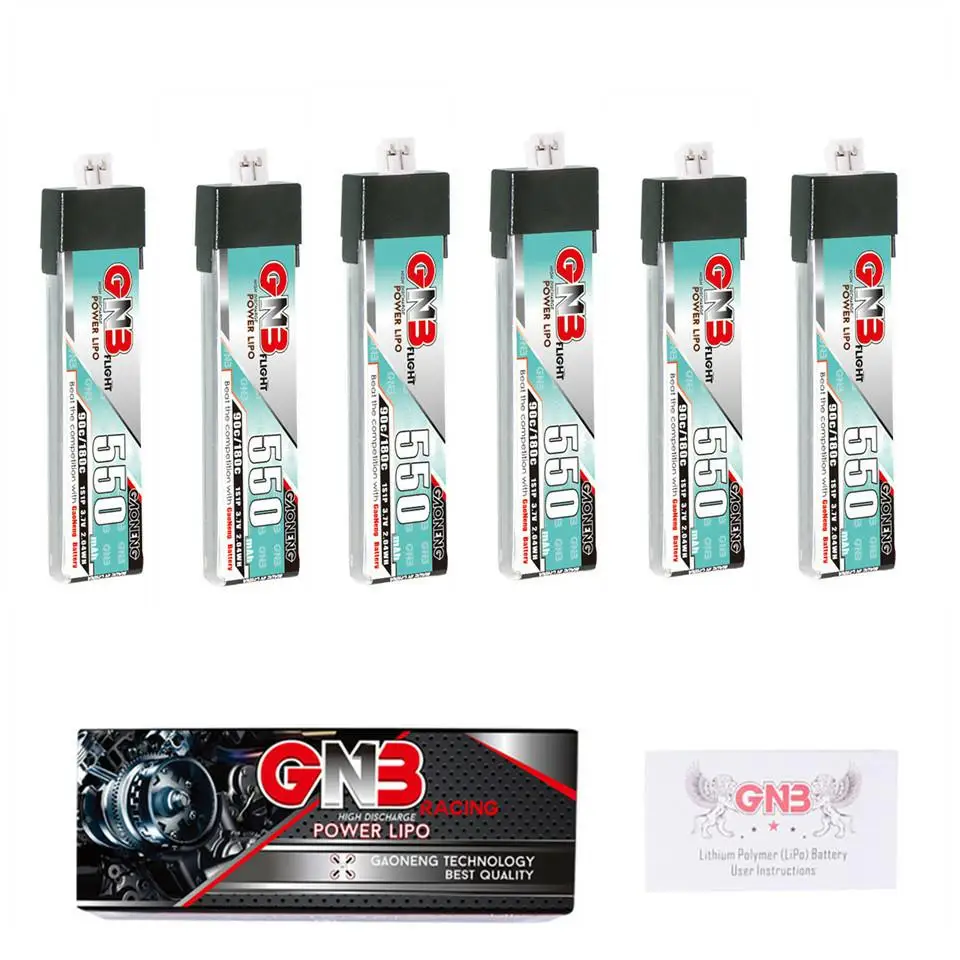 6 шт. Gaoneng GNB 550 мАч 3,7 в 90C литий-полимерный аккумулятор PH2.0 GNB27 разъем для индуктивности FPV + QX2 120S Beta75S BetaFPV FPV Дрон запасные части