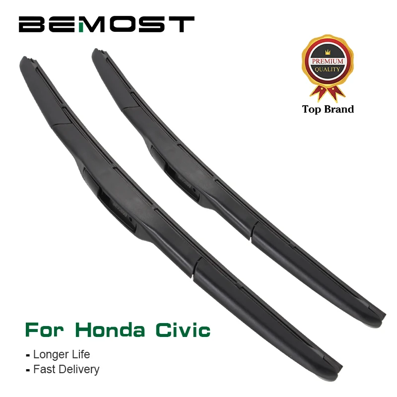 

BEMOST Car Wiper Blades For Honda Civic Sedan/Saloon/9 Hatchback Tourer Europe/Coupe 1998 To 2016 Fit U Hook/Push Button Arm