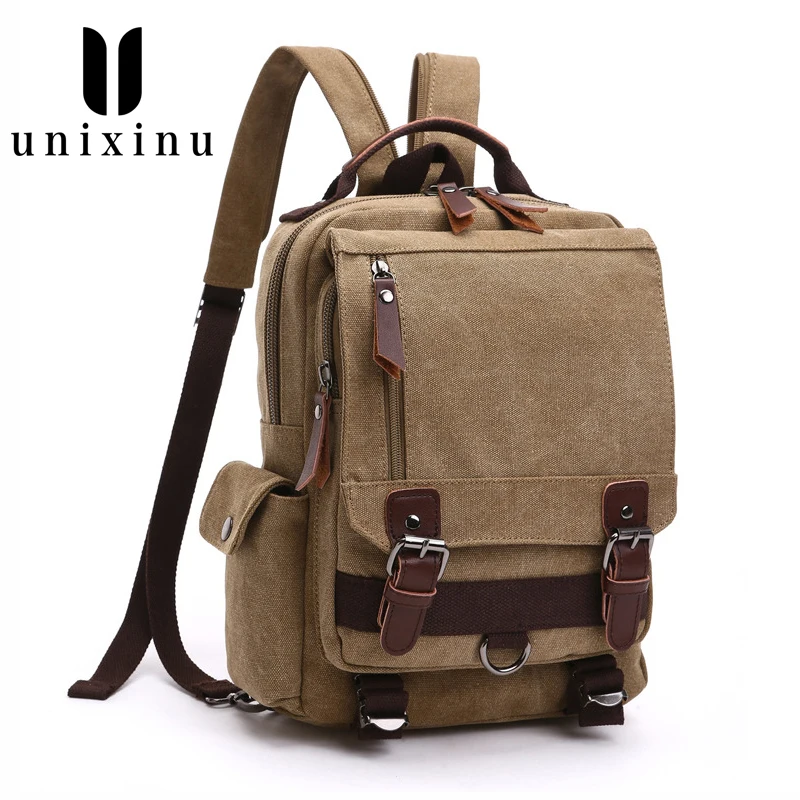 Рюкзак из парусины с защитой от кражи винтажный ранец рюкзак для школы дорожная