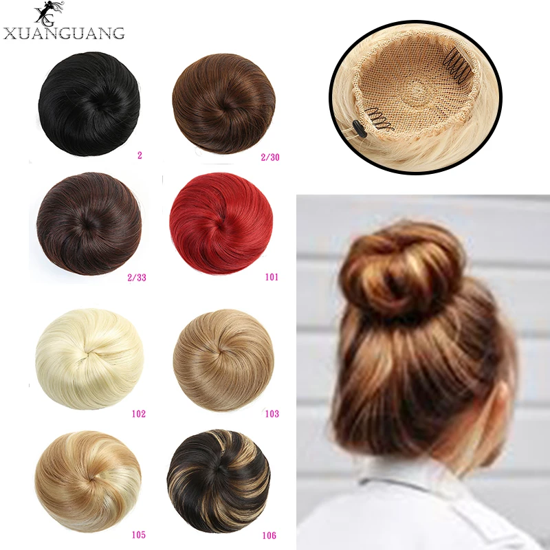 Модный прямой пучок для волос XUANGUANG кудрявый гульки с зажимом аксессуары