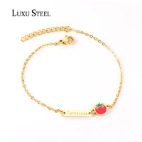 luxusteel manufacturer supply simple style red tomato accessory bracelet stainless steel gold color 183cm link chains bracelets