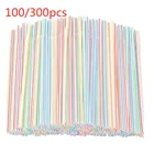 100300 шт. rietjes одноразовые пластиковые соломинки для питья Разноцветные полосатые сгибаемые локтевые соломки праздничные атрибуты из соломы