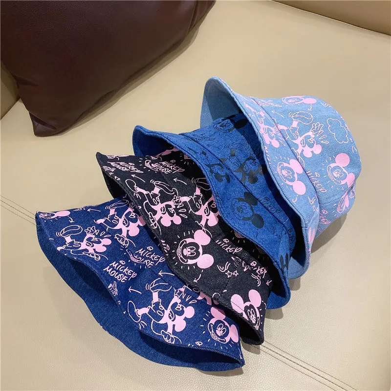 

Mickey Fisherman Hats Kawaii Cotton Print Sun Hat All-Match Seaside Beach Gorros Dome Caps Holiday Cool Hat 2021 Streetwear
