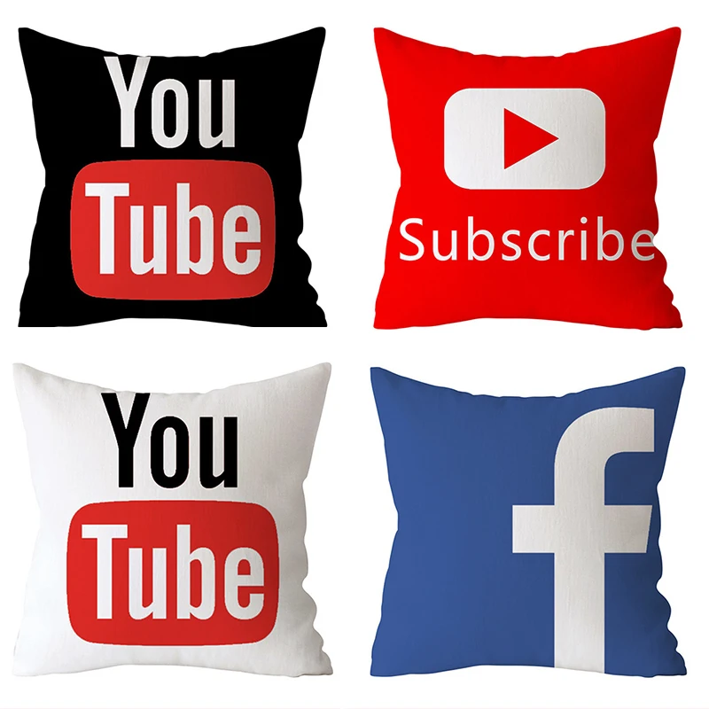 Современный декоративный Чехол на подушку с буквенным принтом Youtube 45*45 наволочка