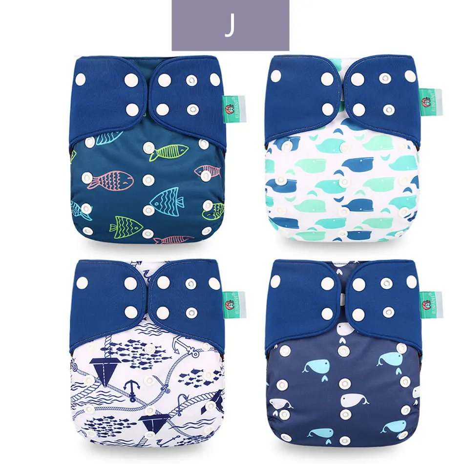 ES060-J-clothdiaper Elinfant Эко-дружественных пеленки 4 шт./компл. моющиеся кофе сетчатая ткань с ромбовидным узором регулируемые подгузники многоразовые тканевые подгузники с карманами - Цвет: ES060-J-clothdiaper