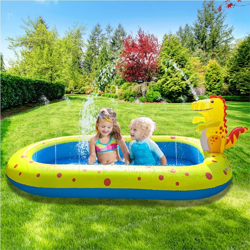 

Inflatable Pad Dinosaur Fountain Swimming Pool Indoor Sprinkler Toddler Water Game Play Center for Kids Portable Children's Kidd