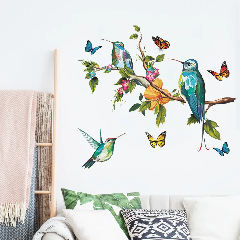 

3D Multi-colored Butterflies and Birds Removable Wall Stickers Decoration Living Room Mural Self-adhesive Wallpaper Home Decor