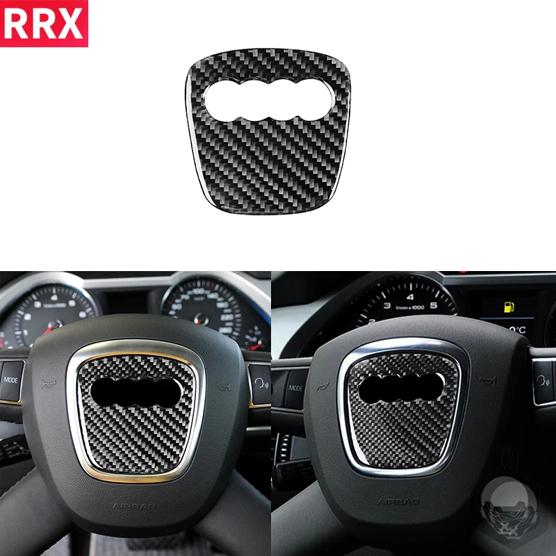 

RRX For Audi A6 S6 2005 2006 2007 2008 2009 2010 2011 Carbon Fiber Stickers Steering Wheel Mark LOGO Cover Trim Car Accessories