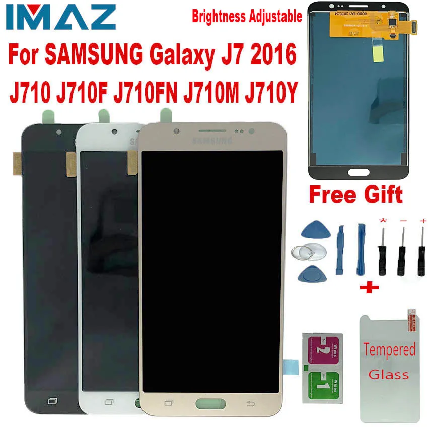 

IMAZ для Samsung Galaxy J7 2016 J710 SM J710F J710FN J710M J710H J710A ЖК-дисплей + сенсорный экран дигитайзер Регулируемая сборка