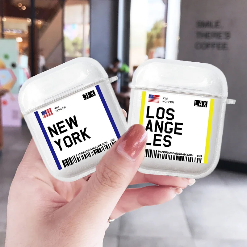 Модный чехол INS с этикеткой города США штрих код Bluetooth гарнитура для Airpods 2 1 письмо