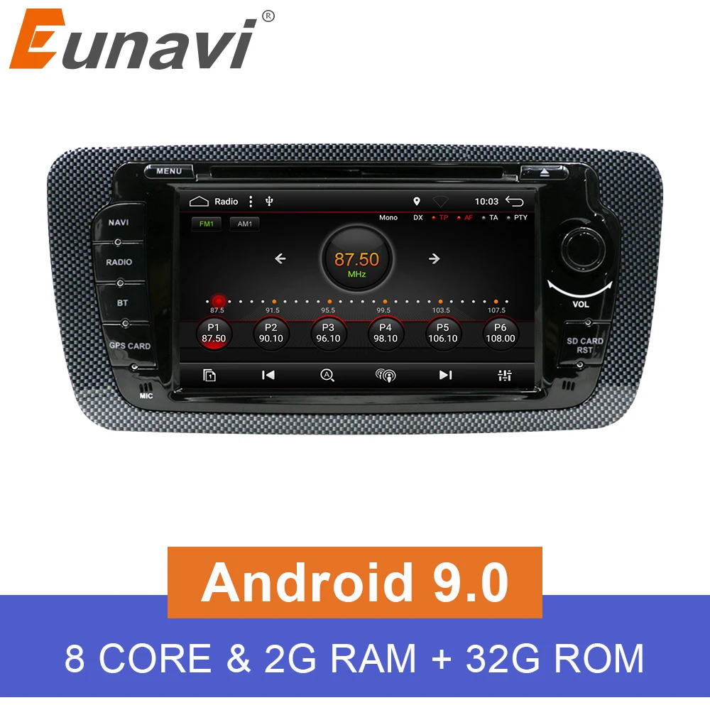 Eunavi 2 ГБ + 32 Android 9 0 Octa Core Ibiza автомобильный DVD для Seat ips 7 дюймов радиоприемник gps с