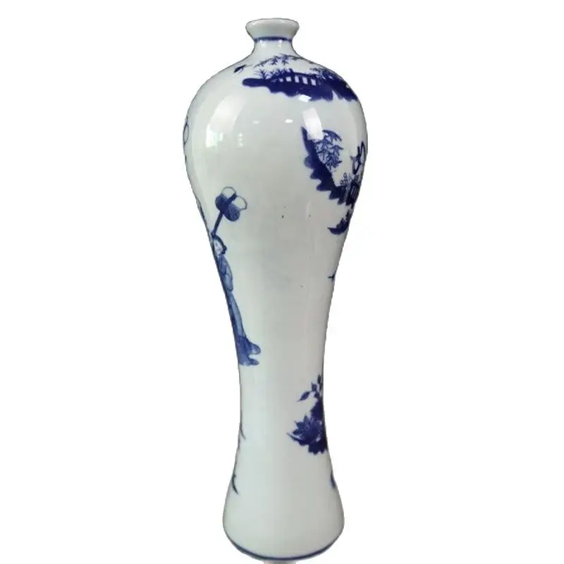 

Chinese Old Porcelain Blue And White Character Story Pattern Plum Vase