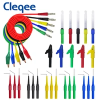cleqee p1920b 30pcs test leads back probe kit 4mm banana plug to alligator clip leads with wire piercing probes car repairing
