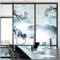 chinese style living room window glass sticker opaque bathroom bathroom frosted electrostatic wall sticker window sticker