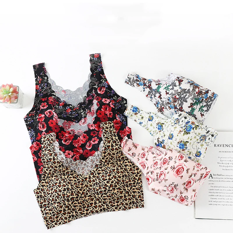 Сексуальный бесшовный бюстгальтер Leoprad с цветочным принтом для женщин пуш-ап