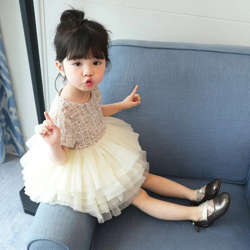 Весенне-летнее платье-пачка для девочек многослойное платье малышей Детское