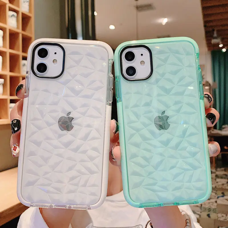 Прозрачный мягкий чехол для телефона из ТПУ с геометрическим рисунком iPhone 12 11 13Pro