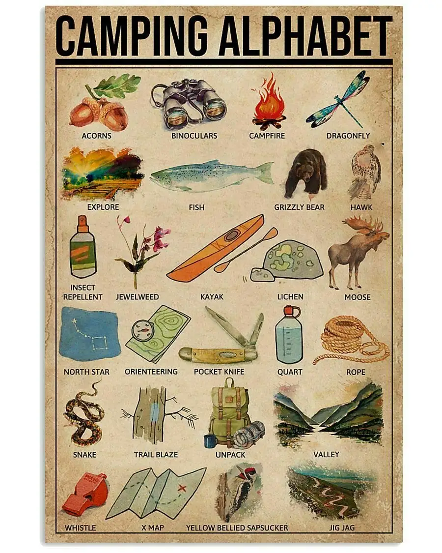 

Металлический жестяной знак с алфавитом для кемпинга, ретро, кухня, сад, ресторан, ферма, торговый центр, бар, кафе, мужская пещера, ферма, нас...