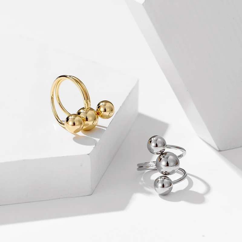 

VKME Vintage Gold Ball Open Rings For Women Girls Punk Unusually Luxury Bohemian Geometric Adjustable Trendy Ring 2021 Jewelry