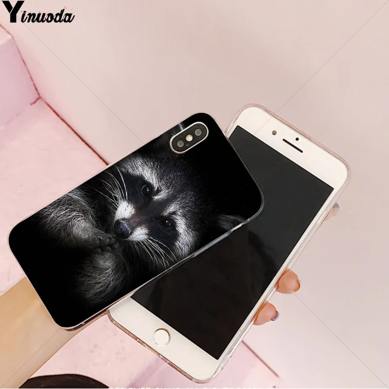 Yinuoda животное енот арт шаблон ТПУ мягкий чехол для мобильного телефона Apple iPhone 8 7 6