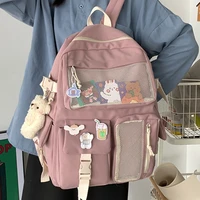 kawaii nylon women backpack fashion waterproof rucksack for teen girls school bag cute student bookbag travel mochila