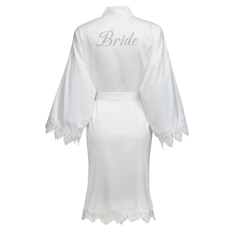 Green New Matt Satin Lace Robe with Trim Gown Bridal Wedding Bride Robes Bridesmaid Kimono Robe  Bridal Robes