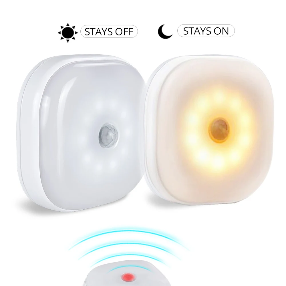 Ночник с датчиком движения 10 светодиодов аккумулятором светодиодный светильник