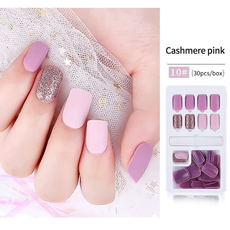 30/60Pcs Detachable Fake Nails Manicure Full Nail Tips with Design Colorful Decoration Artificial False Nails Tips With Glue