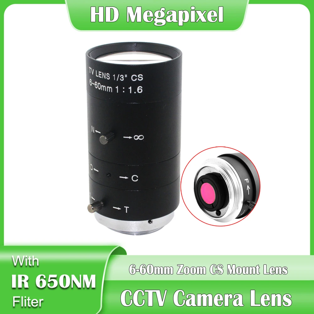 

HD Megpixel 6-60mm CS C Mount CCTV Lens Manual Zoom Iris Long Focal Length Lens For Industrial COMS CCD Box USB Camera