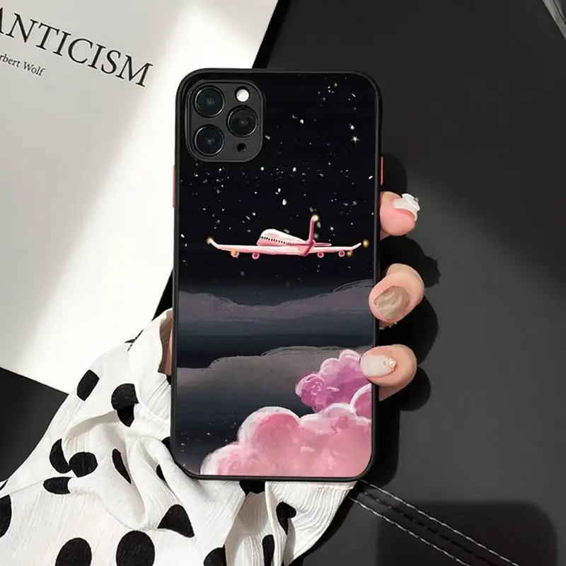 

space Travel plane Phone Case For iphone 12 11 7 8 plus mini x xs xr pro max matte transparent cover