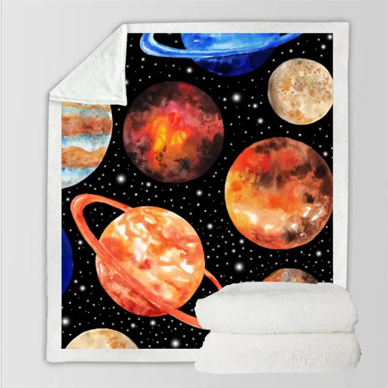 Массивное трикотажное одеяло 3D цвет планета напечатаны хлопок бархат диван