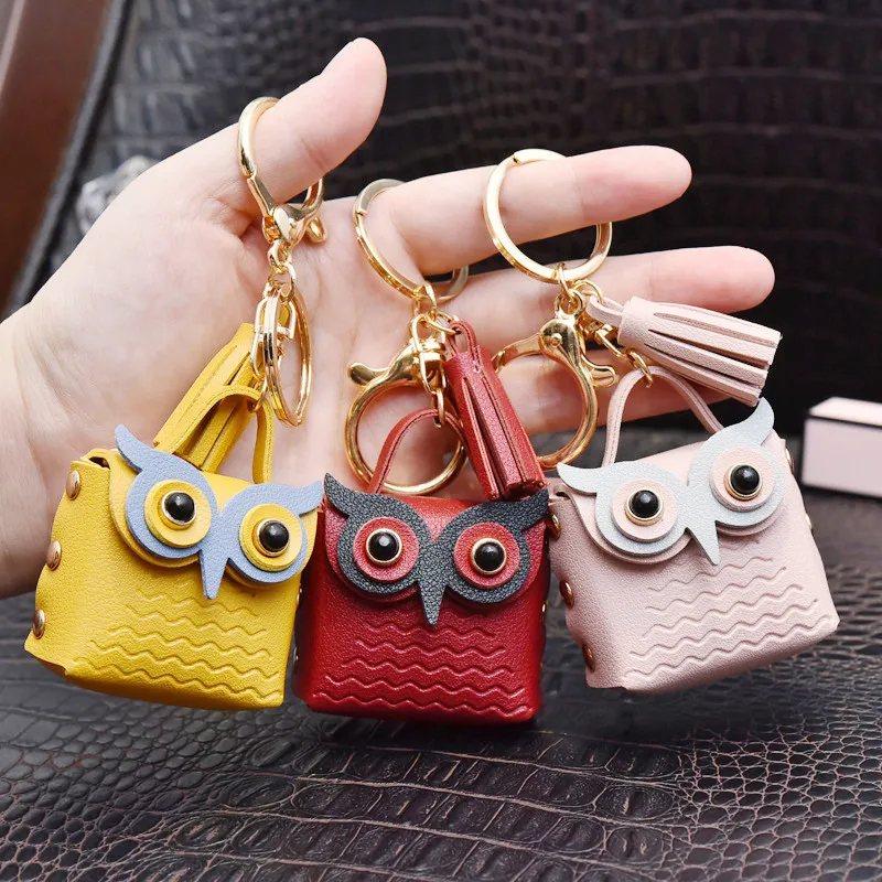 Креативные брелоки с кисточкой и совой в сумке