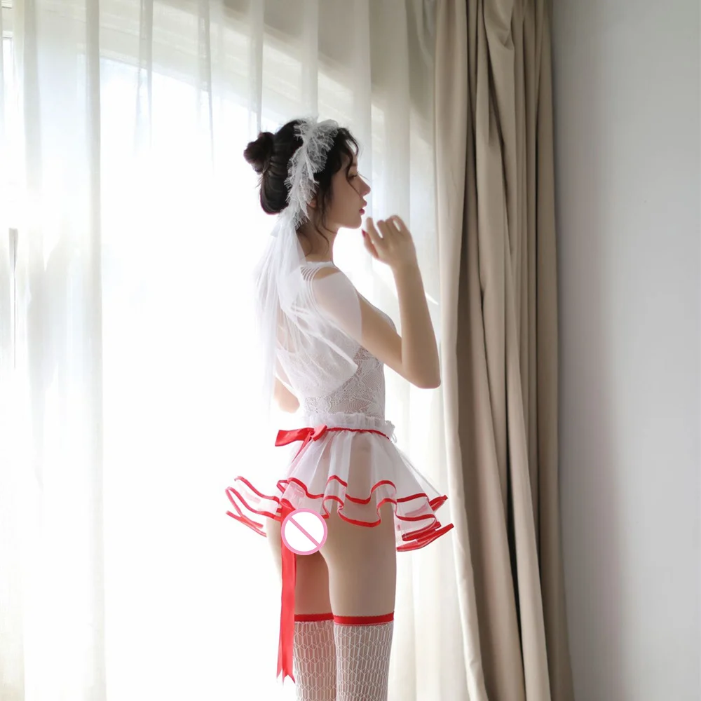 Elegant Sexy Lingerie Erotic Cosplay Costumes Mesh Uniform Transparent Lace Dress Stockings Adult Women Intimates Underwear |