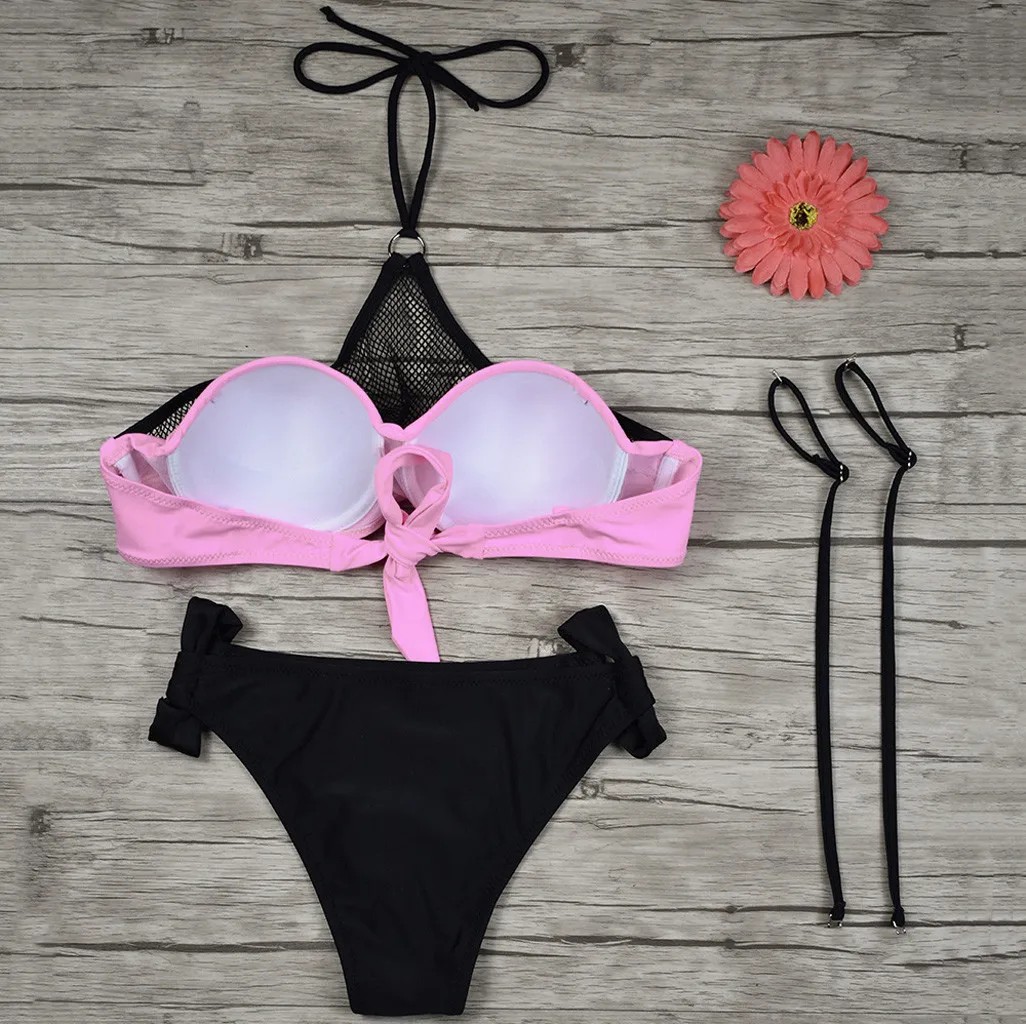 Женский купальный топ из двух частей с оборками высокой талией нижней частью