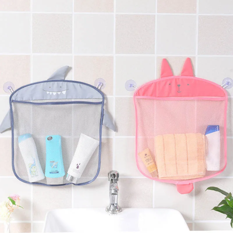 New Baby Bathroom Net Bag Suction Cup Design Hanging Storage Bag Children's Bath Toy Basket Cartoon Animal Shape Storage Net Bag