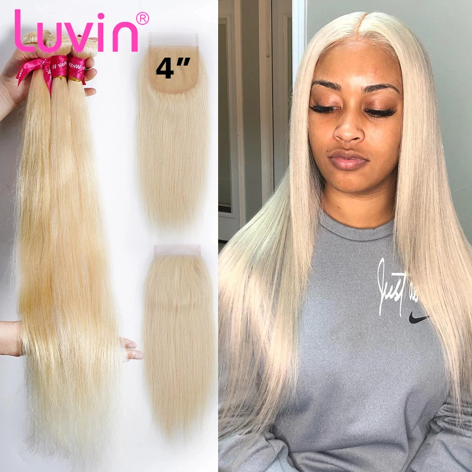 Прямые 28 30 32 34 40 дюймов бразильские человеческие волосы Remy плетение 613 блонд 3 4
