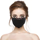 Женская многоразовая сетчатая многоразовая дышащая маска с кружевом и вышитыми черными цветами, регулируемый размер Вечерние смываемая маска