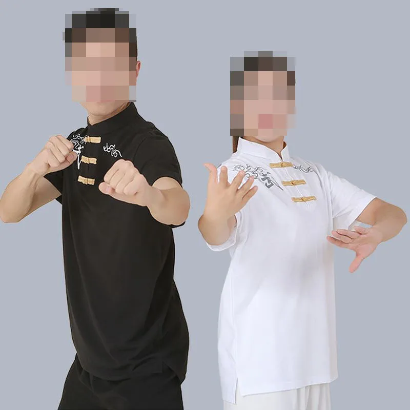 Унисекс высококачественные хлопковые летние рубашки с коротким рукавом для кунг