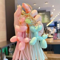 colorful rubber dog keychains for women cartoon balloon dog anime key chain car bag pendant key ring jewelry accessories 2022