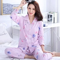 100 cotton spring women pajamas set sleepwear for women pijamas pyjamas women long sleeve nightwear cute muje