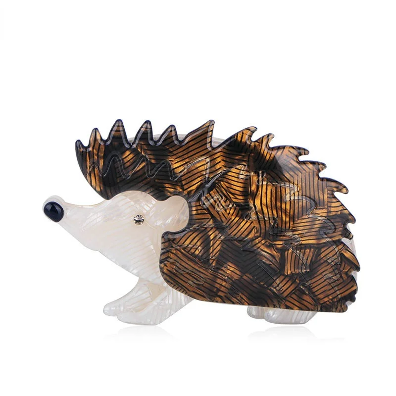 

Marrdy New Arrival Brown Hedgehog Shape Brooches Texture Acrylic Animal Pattern Brooch For Women Children Bag Coat Pins Jewelry