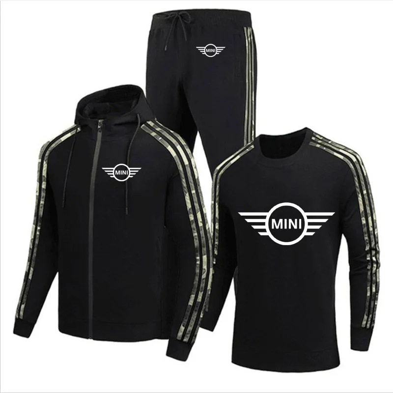 

Men's jackets Mini car Logo Printing Spring Autumn Casual high quality Cotton Men's jacket + sweater + pants three-piece suit