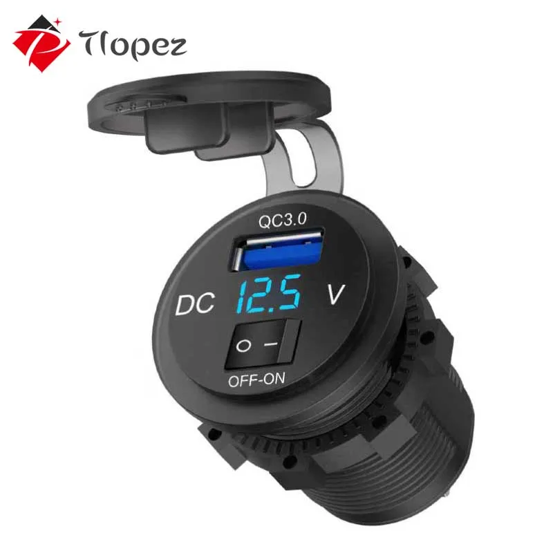Двойное зарядное устройство USB водонепроницаемая розетка 12 В/24 В QC3.0 двойное