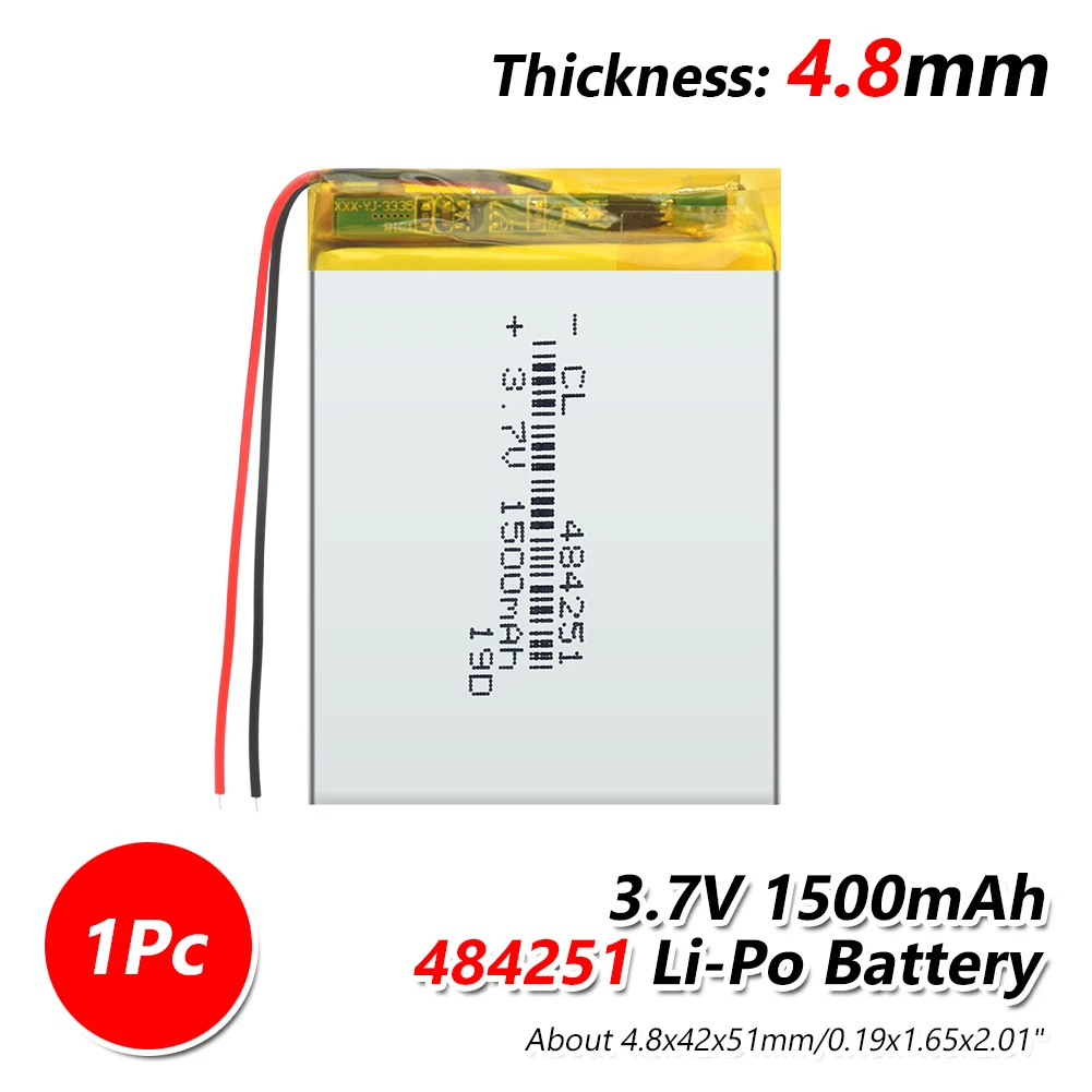 

3.7V 1500mAh Li-Po Batteries 504050 484251 lithium polymer battery For PSP Smart Watch LED Lamps Bluetooth Speakers